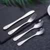 Dinnerware Sets 4PCS Baby Teaspoon Spoon Flatware Feeding Fork Knife Utensils Set Kids Cutlery Children Tableware