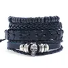 New Bracelet Set Braided Wrap Leather Bracelets for Men Vintage Life Tree Letter Charm Wood Beads Ethnic Tribal Wristbands