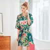 Women's Sleepwear Women Silk Sexy Kimono Satin Floral Bathrobe Knee Length Bridesmaid Bath Robe Pink Bride Dressing Gown For Wedding