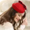 Cabeças de cabeça Brapa bapnquet elegante chapéu de comprimido feminino lã Felta boina boné coquetel festeira igreja de casamento fedora