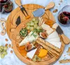 Bambus-Küchenwerkzeuge, Käsebrett und Messer-Set, runde Wurstbretter, drehbare Fleischplatte, Urlaubs-Einweihungsgeschenk, Großhandel SN5061