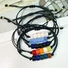 Pulseras de eslabones Bohemia Vintage étnico colorido pulsera de cristal cilíndrico joyería de moda para mujeres hombres geométrico hecho a mano trenzado