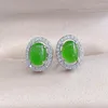 Kolczyki stadnorowe Green Jade kolczyki 925 srebrne hetian jades nephrite cyrkon Studs Kobiety biżuteria akcesoria