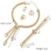 Halsband örhängen set Terreau Kathy 4 PCS Rose Gold Color Crystal Earring Armband Retestone Simple Party Dress