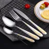 Flatware sets 24 -stks roestvrij staal vergulde bestek set servies zilverwerk diner vork lepel mes drop