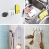 Hooks Kitchen Sink Sponges Holder Stainless Steel Self Adhesive Drain Drying Rack Space Saving Wall Shelf Accessories