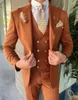 Men's Suits Summer White For Men Wedding Dress Tuxedos Wide Lapel 3 Piece Formal Blazer Party Evening Gold Button Man Custom Made