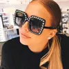 Classic Black Crystal Diamond Shadow Sunglasses for Oversized Square Sun Glasses Rhinestone Purple Blue Shades Women UV400 1219