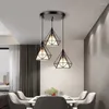 Deckenleuchten, Esszimmer, Diamant-Kronleuchter, moderne dreiköpfige LED-Innenlampe, kreative Bar, goldene schwarze Innendekorationslampen