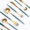 Dinnerware Sets 12/24PCS Set Luxury Cutlery Tableware Knife Fork Spoon Gold Silverware Chopsticks Kitchen Utensils Dish