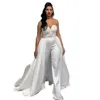 Moderne Femmes Combinaisons Robe De Mariée Avec Jupe Amovible Chérie Corset Robes De Mariée Dentelle Appliques Une Ligne Robe De Novia Sans Bretelles Abiye Dubaï Pantalon Costume