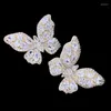 Stud -oorbellen hoogwaardige elegante goudkleur kubieke zirkoon grote vlinder oorbel voor vrouwen bruiloft bruidsjuwelen sieraden