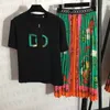 Moda Casual Vestido de Duas Peças Feminino Designer T Shirts Tees Cintura Alta Saias Plissadas Conjuntos Summer Vacation Tshirt