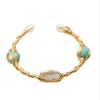 Bracelet fait à la main de vraies perles baroques naturelles bracelets de manchette pour femmes filles fête de mariage bijoux minimalistes Bracelet en pierre bleue Femme