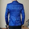 Men's Suits Chaqueta Entallada Con Estampado Para Hombre Blazer Elegante De Color Azul Real Negro Negocios Fiesta Boda Coa