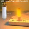 Luces nocturnas USB Led llama efecto lámpara simulación dinámica bombilla parpadeante velas sin llama luz para decoración del hogar Camping