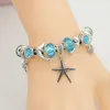 Bracelets à breloques série océan bleu, étoile de mer, tortue, animal, perles, diamant, chaîne en cristal