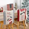 Stoelhoezen deksel kerstcartoon kerstman patroon afdrukken stoel slipcover beschermdoek stofdop voor