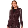 Desinger Leather Women Blazer Suits V Neck Evening Party Ladies Tuxedos For Wedding Two Pieces Jacket and Pants