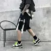 Men's Shorts 2021 Ribbons Patchwork Hip Hop Cargo Shorts Men Vintage Casual Techwear Short Pants Multi-Pockets Bermudas G221214