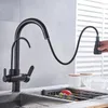 Keukenkranen kraan uittrekken messing water tap direct drinken drie manieren gootsteen mixer purifier