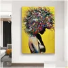 Gemälde Graffiti Kunst Leinwand Malerei Colorf Mädchen Poster Druck Wandbilder für Wohnzimmer Vintage Dekoration Drop Lieferung nach Hause Dheqd