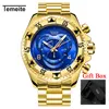 Relogio TEMEITE 2018 New Quartz Watches Mens Fashion Creative Heavy Waterproof Wristwatch Luxury Gold Blue Full Steel Masculino222b