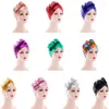 Ethnic Clothing Fashion Shining Turban Headbands Cap For Women Hijab Hat Bow-tie Muslim Hats Female Bonnet Headscarf Glitter Head