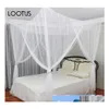 Zanzariera 4 porte Letto aperto Baldacchino Rete Square Summer Fl Queen King Rec Elegante biancheria da letto Accessori Maglia Insetto Drop Delivery H Otj4B