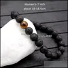 Brins de perles Mode Hommes Perles De Lave Bracelets Roche Volcanique Noire Yeux De Tigre Pierre D'énergie À La Main Bouddha Prière Perlée Pour Goutte Otzla