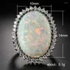 Wedding Rings SHUANGR Vintage Antique Silver Color Colorful Opal Crystal Stone Carve For Women Men Bohemian Jewelry