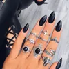 Cluster Rings Bague Femme Vintage for Women Boho Geometric Flower Crystal Knuckle Ring Set Bohemian Midi Finger Jewelry Silver Color