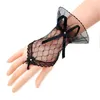 Gants sans doigts en dentelle pour femmes, blanc, noir, rouge, gants de fête de mariée, transparents, courts avec nœud papillon, gants élégants pour femmes