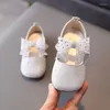 Chaussures plates enfants filles en cuir printemps/automne nœud mode bébé princesse antidérapant semelle souple espadrilles décontractées