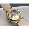 3KF Mens watch Rose Gold 40.5mm Chronograph Ref.5980 Automatic CH28520 Movement Date Watches Eta Brown Genuine Lether Strap 3K Factory Wristwatches