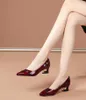 Scarpe eleganti 2022 Spring Fashion Single Women's Low Heel Medium Thick Pointed Toe Shallow Mouth Colour Matching