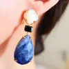 Dangle Earrings KQDANCE Natural Shell Pearl Turquoise Blue Agate Gemstone With Silver 925 Needle Gold Plated Jewelry For Women