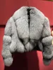 Kvinnors päls faux designer vinter lapel real päls temperament pendlare långärmad blå rävkvinna mmo1