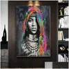 Schilderijen Afrikaanse zwarte vrouw Graffiti Art Posters en prints Abstract Girl Canvas on the Wall Pictures Decor Drop levering Huis Gar Dhkb3