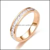 حلقات الفرقة Crystal CZ Stone Ring خمر من الفولاذ المقاوم للصدأ نساء حفل زفاف الوعد Sier Rose Gold Engagement 690 T2 Drop