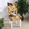 Chair Covers Leaf Printed Kitchen Chairs Spandex Elastic Stretch Decoration Dining Seat Cushion Anti-dirty