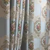 Curtain Luxury European Blackout Chenille Curtains For Living Room Beige Floral 3D Embossed Elegant French Window Drapes