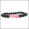 Brins de perles 16 couleurs Chakras perles de pierre de lave noire bracelet à brins diffuseur d'huile essentielle bracelets roche volcanique perlé élast Dh5Kk