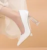 White Ladies Pumps Comfort High Heels Women Office Shoes 9cm Transparent Heeled Black Shoes Pointed Toe Zapatos De Mujer