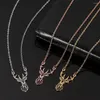 Pendant Necklaces Fashion Elk Deer Antlers Necklace Women Stainless Steel Origami Geometric Animal For Christmas Gifts Children