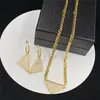 Chic Triangle Diamond Złote naszyjniki Designer Trójkątne kolczyki metalowe naszyjniki