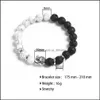 Beaded Strands 8Mm Natural Lava Stone Bead Bracelets Sier Plated Buddha Black White Chakra Beads Bracelet Summer Love For Women Men Otzdw