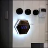 Autres horloges Accessoires LED Réveil Numérique Miroir électronique Table Mtifonction Température Sn Bureau Montre Ajuster Le Brightne Otesu