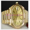 Original Box Top Quality Luxury Watches 118238 18238 Yellow Dial 36mm Stainless Steel Strap Automatic Men's Watches278e