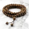 Strand 10mm 108 pärlor mala armband bön trä pärla elastiska armband sandelträ buddhist armband kvinnor män charm smycken gåvor yoga